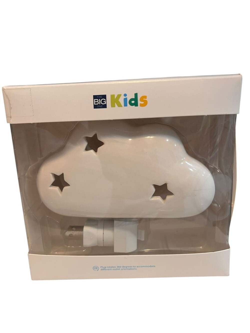 The Big One Kids Cloud Night Light Rotating Plug White Ceramic Stars